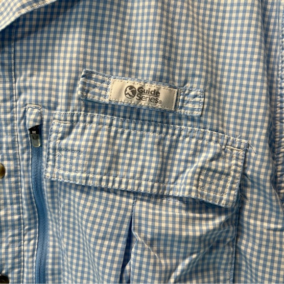 Gander Mountain Guide Series Men's Light Blue Checkered Shirt - Picture 2 of 7